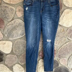 Old Navy Dark Blue Distressed Skinny Jeans